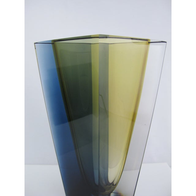 Mid-Century Modern Kaj Franck Nuutajarvi Notsjo Prisma Tri-Color Art Glass MCM Diamond Vase For Sale - Image 3 of 18