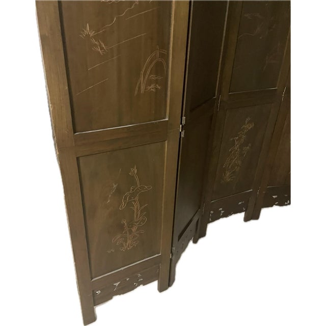 1960s Philippine Hand-Carved Teak Room Divider / Folding Screen For Sale In San Antonio - Image 6 of 12