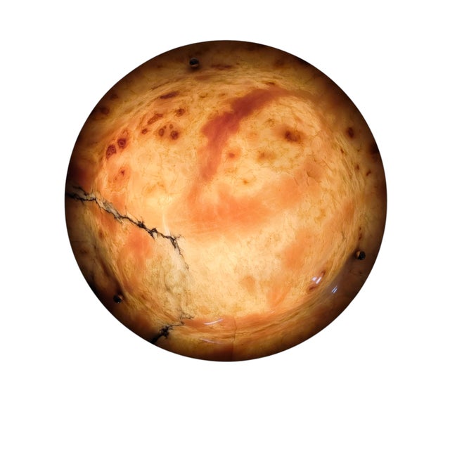 Early 20th Century Honey Amber Hand Carved Original Alabaster Bowl W/ Stepped Nickeled Bronze Stem For Sale - Image 16 of 17