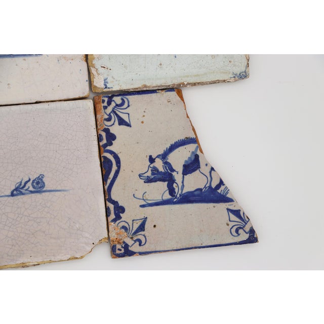 Antique White 18th Century Set of Six Delft Tiles, Earthenware For Sale - Image 8 of 9