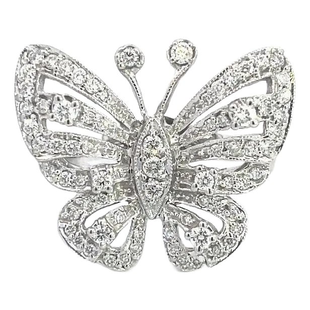 Sonia B. Butterfly Ring Diamond & 14k White Gold For Sale