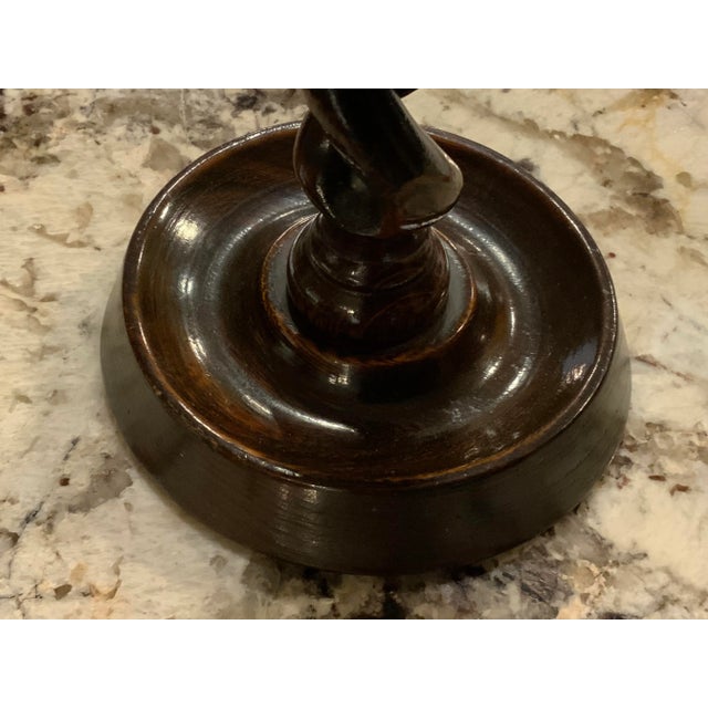 Pair Lovely English Victorian Oak & Ornate Brass Open Barley Twist Candlesticks. 10 inches in height and 5 inches diameter...