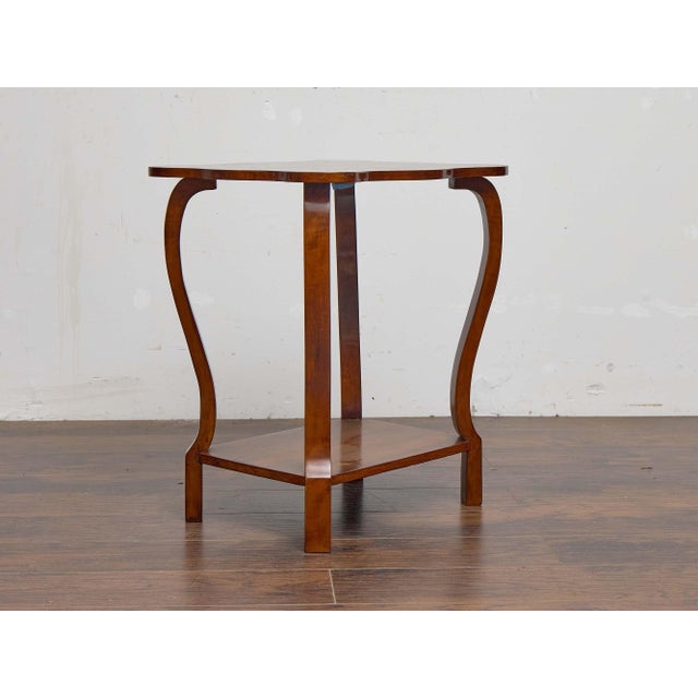 Austrian Biedermeier 19th Century Walnut Side Table With Star Marquetry Top For Sale - Image 9 of 11