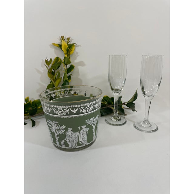 Vintage 1950s Hellenic Classical Glass Ice Bucket For Sale - Image 11 of 12