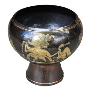 Vintage Mixed Metal Footed Bowl or Planter by Vicky of Peru