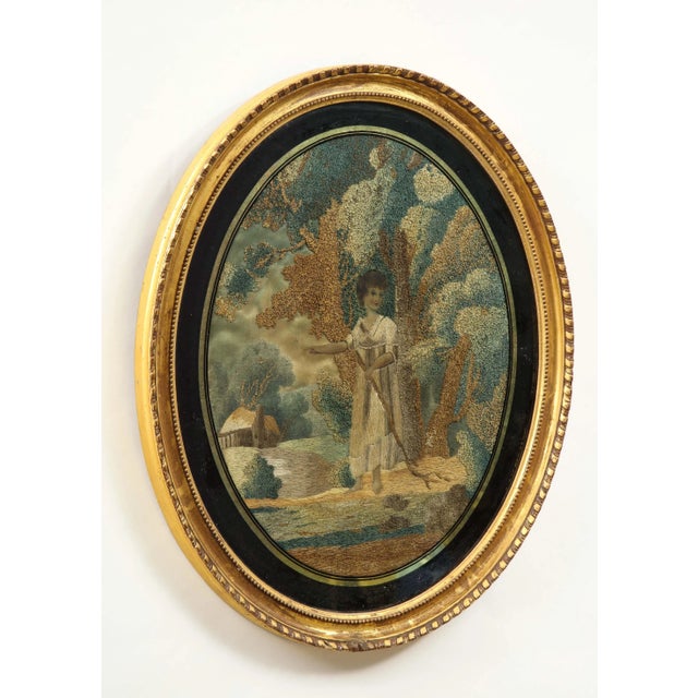 Regency Stumpwork Oval Picture For Sale - Image 11 of 13