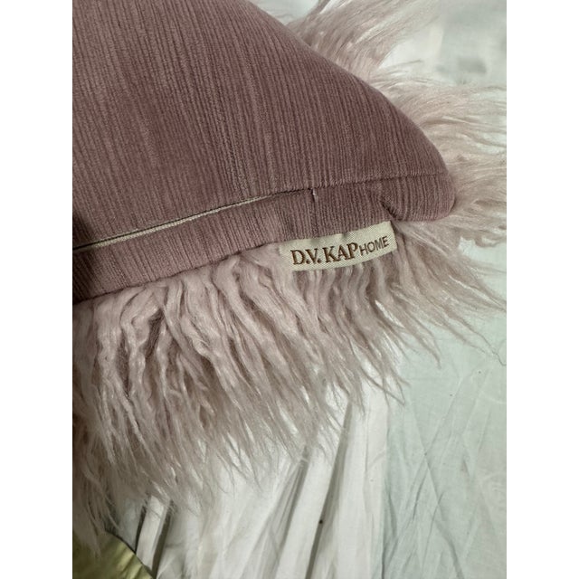 Dusty Pink Mongolian Faux Fur Pillow For Sale - Image 4 of 5