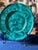 1970s Large Art Deco Faux Malachite Painted Decorative Vintage Plate Charger on Stand For Sale - Image 5 of 10