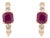 Pinkish Red 1.99Ct Square Cut Ruby & Diamond Hoop Earrings in 14k Yellow Gold- A Pair For Sale