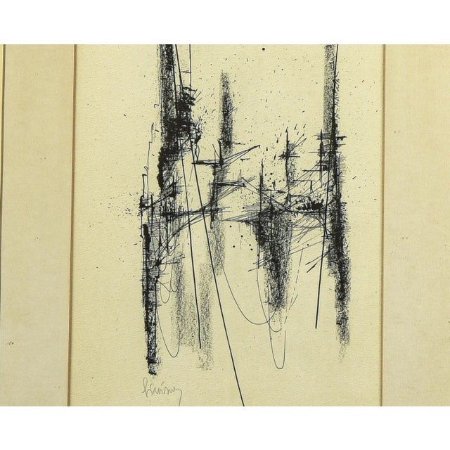 Abstract Composition, 1960s, China Ink on Paper, Framed For Sale - Image 3 of 6