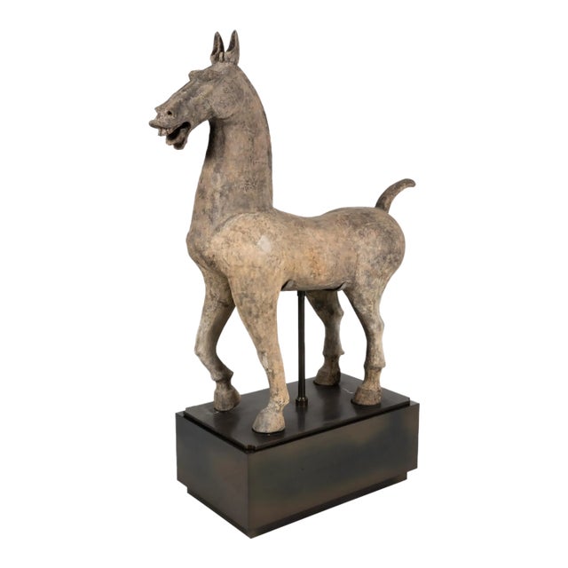 Ancient Chinese Han Dynasty Monumental Mingqi Horse Terracotta Sculpture For Sale