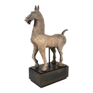 Ancient Chinese Han Dynasty Monumental Mingqi Horse Terracotta Sculpture