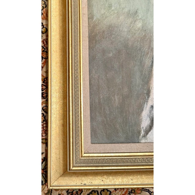 Wood Mid-Century Portrait Painting Oil on Canvas After Edouard Manet For Sale - Image 7 of 7