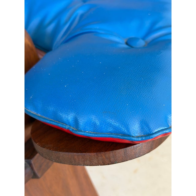 Wood Vintage Carved Boho Camel Saddle Stool or Ottoman With Brass Studded Legs For Sale - Image 7 of 12