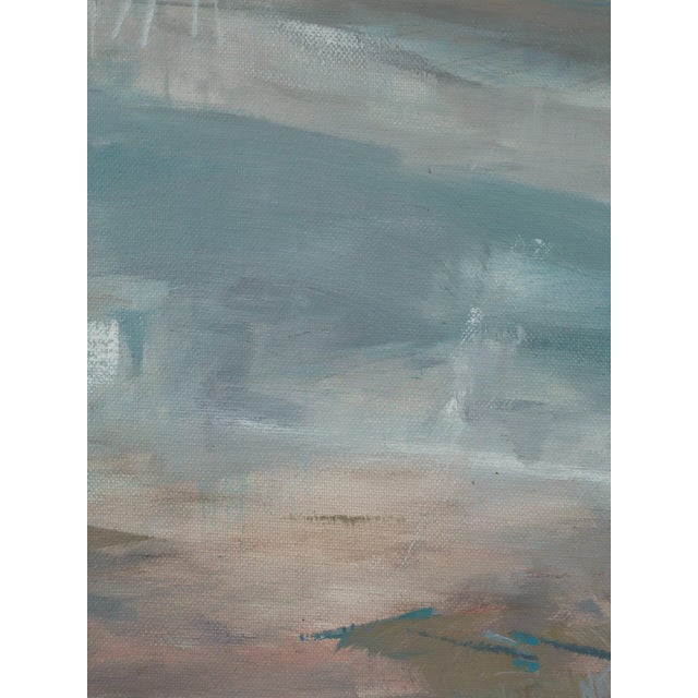 Sky Blue Contemporary 'Quiet Expanse' Original Abstract Coastal Landscape Acrylic Painting by British Artist Nicky Knill Jones, Framed For Sale - Image 8 of 11