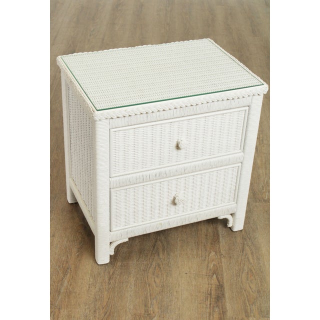 Henry Link Vintage White Wicker 2 Drawer Nightstand Chairish