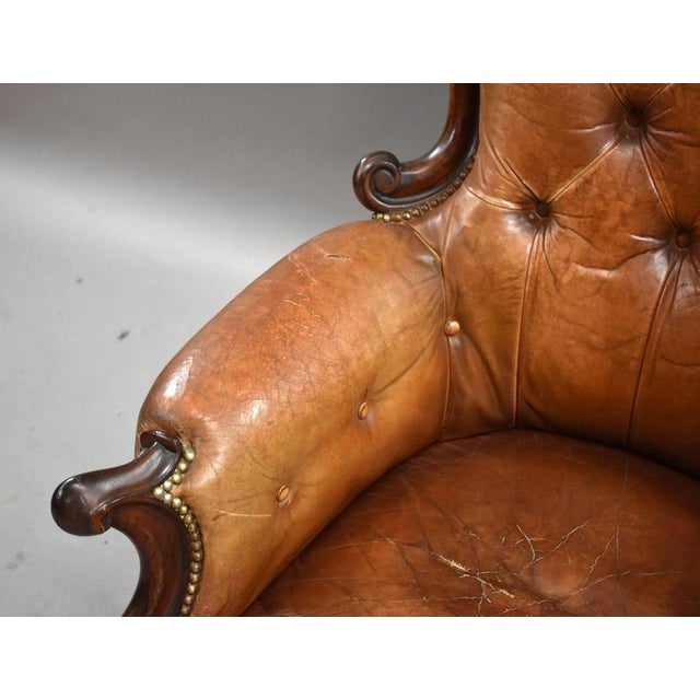Late 19th Century Victorian Leather Armchair, 1880s For Sale - Image 5 of 12