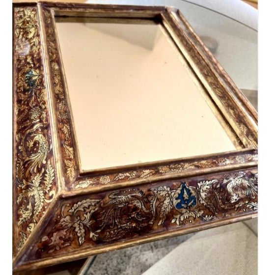 Rare Antique Florentine Verre Églomisé Mirror Dragons & Grotesques c.1850–1880 For Sale - Image 15 of 16