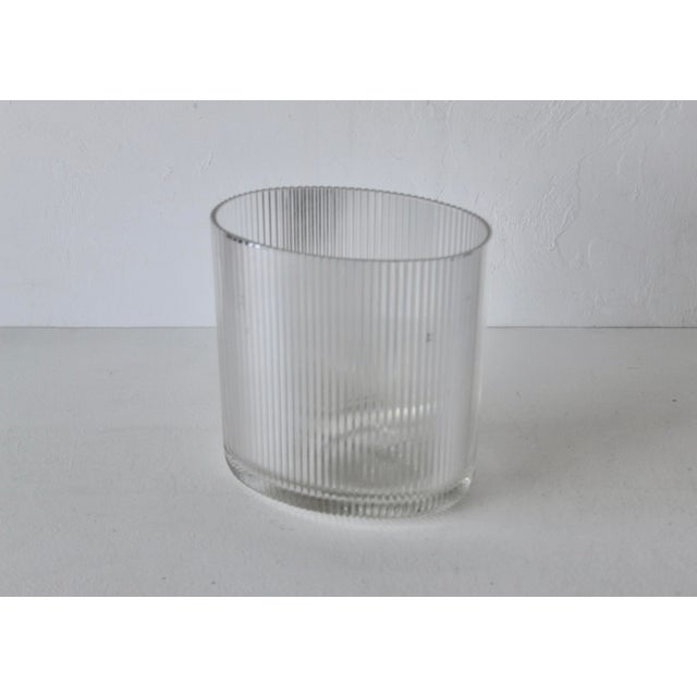 Sally Designs Style Oval Corrugated/Ribbed Lucite Acrylic Waste Basket. In good vintage condition with some wear, patina,...