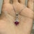 Three Stone Marquise Ruby & Diamond Pave Bail Pendant in Sterling Silver - Carat and her For Sale - Image 4 of 15