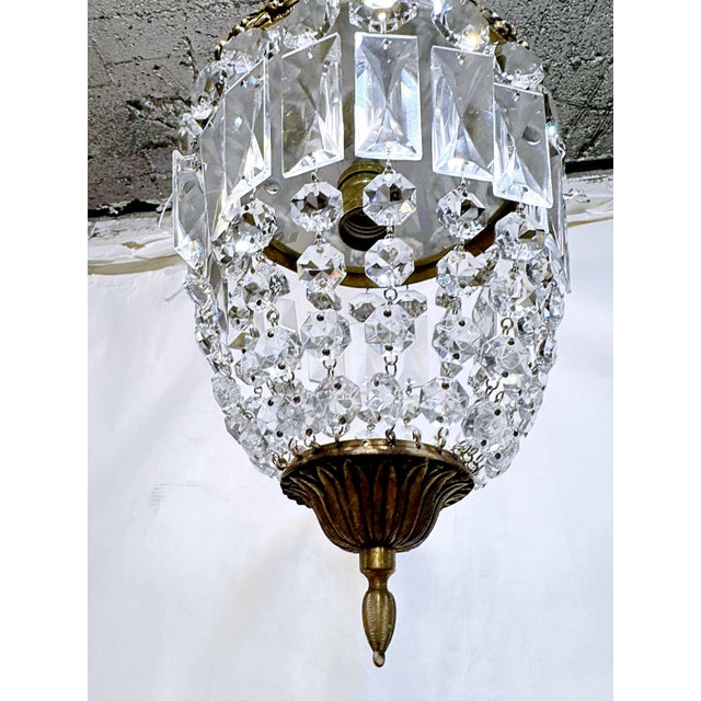 Brass Vintage 1950s Italian Brass Basket Chandelier For Sale - Image 8 of 9