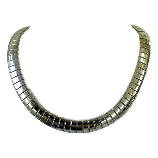 1980s Vintage Silver Link Necklace For Sale