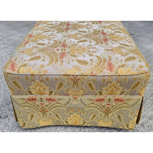 Sherrill Damask Jacquard Tapestry Cotton Rolling Ottoman For Sale - Image 10 of 12
