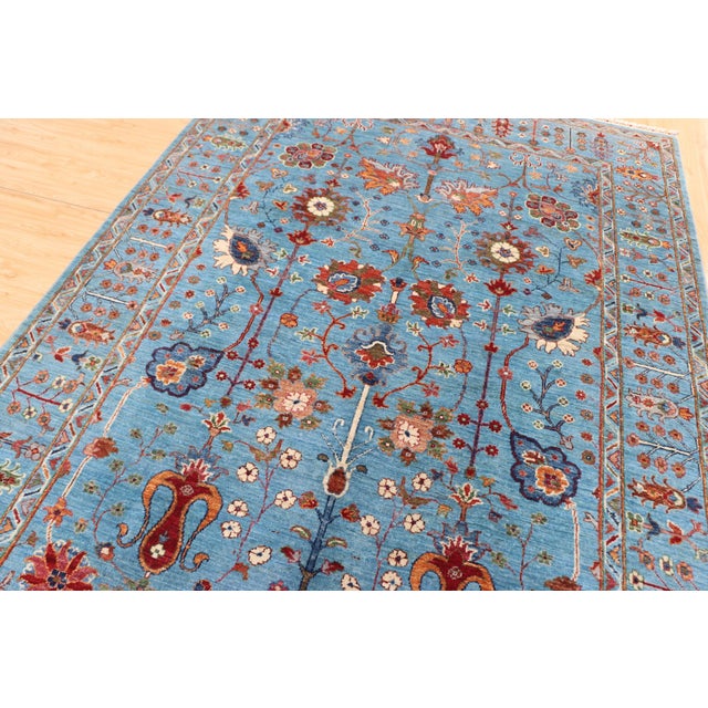Sky Blue Ziegler Sultanabad Wool Rug – 5'11" X 8'8" For Sale - Image 4 of 10