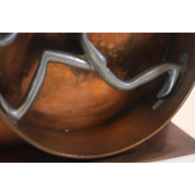 Mid-Century Modern Copper and Pewter Bookends Signed Nelson For Sale In New York - Image 6 of 11