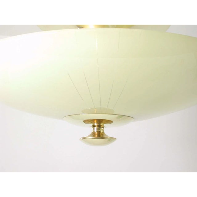 Mid-Century German Opaline and Brass Flush Mount, 1950s For Sale - Image 5 of 16