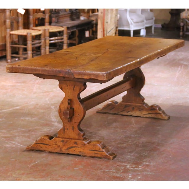French Early 20th Century French Louis XIII Oak and Chestnut Monastery Dining Table For Sale - Image 3 of 11