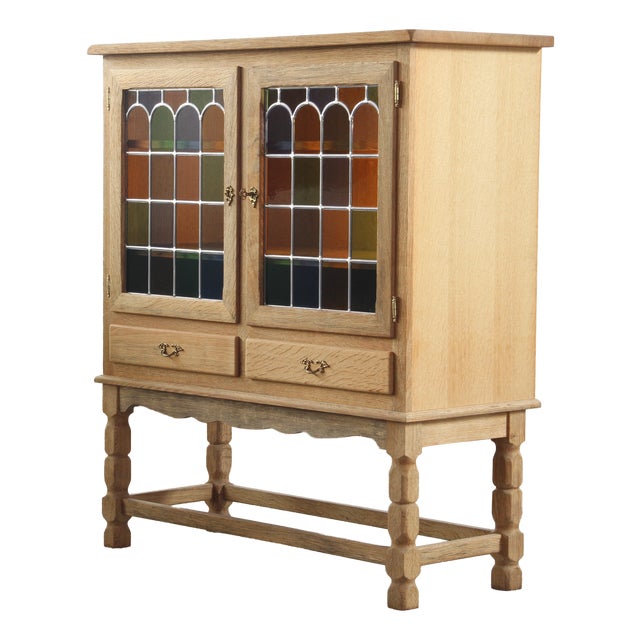 Danish Modern Oak Cabinet with Glass by Henning Kjærnulf for Hm Møbler, 1994 For Sale