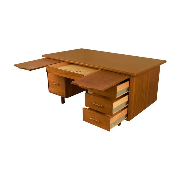 1970s Mid-Century Walnut Large Executive Desk For Sale - Image 10 of 10