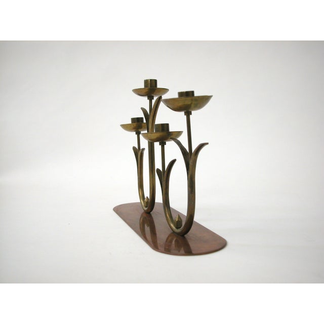 MidCentury Brass Flower Candleholder Chairish