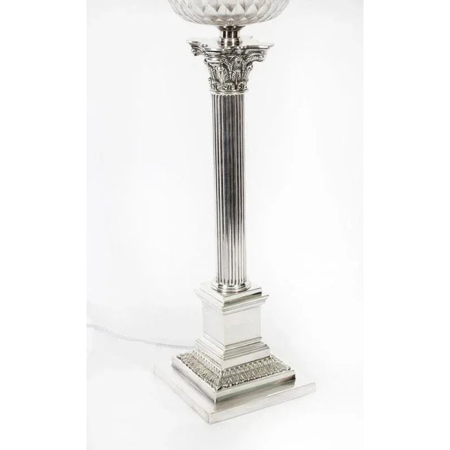 Victorian Silver-Plated Corinthian Column Table Lamp, 19th Century For Sale - Image 5 of 8