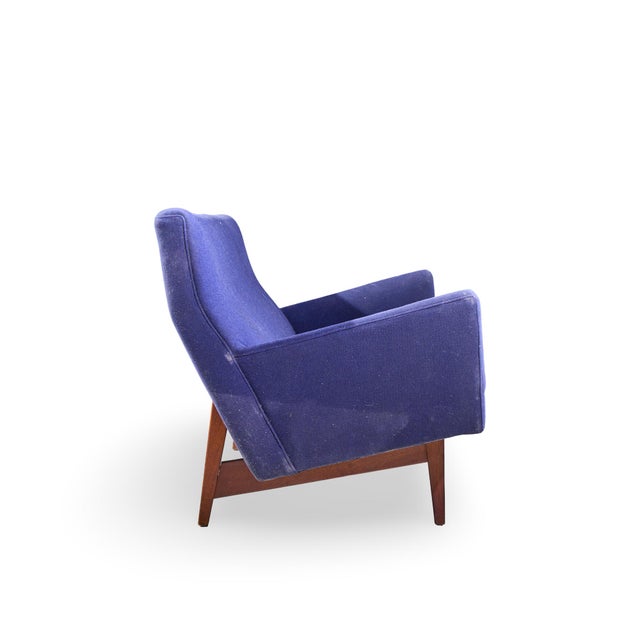 Brown Jens Risom Model U-150 Mid Century Walnut Bracket Back Sofa For Sale - Image 8 of 9