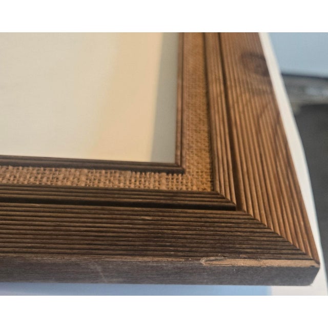 Primitive Wood and Burlap Trompe Picture Frame For Sale - Image 15 of 16
