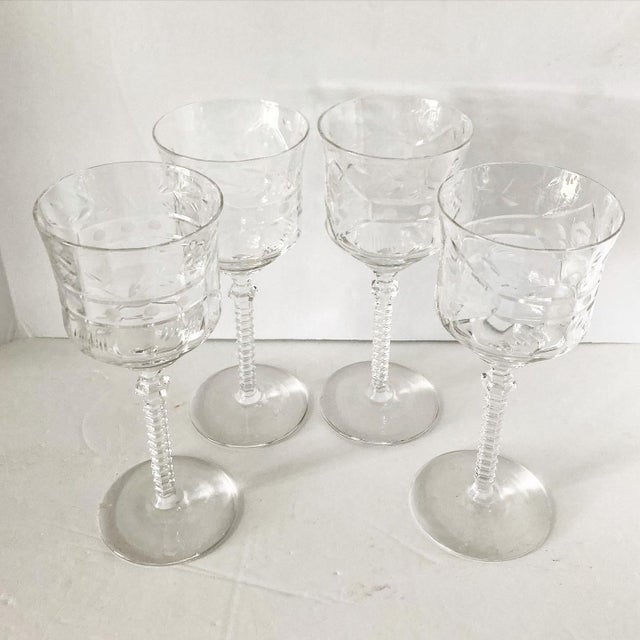 Mid-Century Modern Vintage Cut Glass Cordial Glasses- Set of 4 For Sale - Image 3 of 8