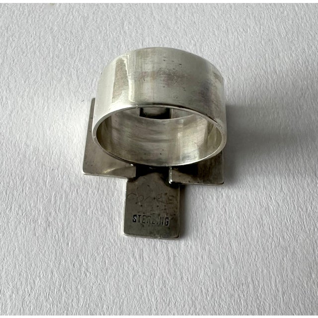 1950s Early Betty Cooke Sterling Silver American Modernist Ring For Sale - Image 5 of 6