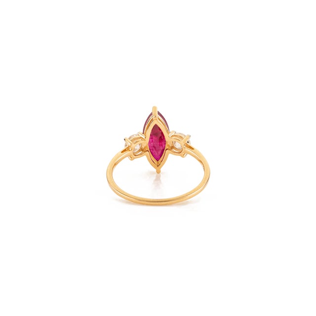 Metal Victorian Chic Ruby Diamond Early 20s Engagement Ring in 14k Gold Size 6 For Sale - Image 7 of 14