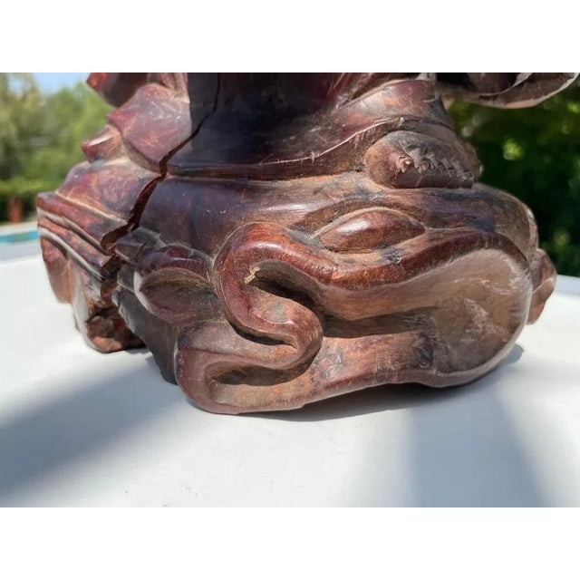 Wood Chinese Patinated Wooden Buddha Sculpture For Sale - Image 7 of 11