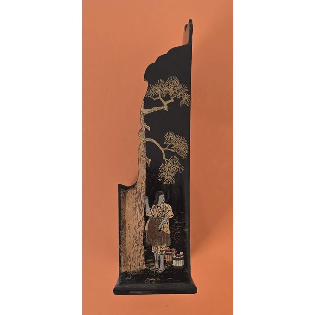 Chinoiserie Antique Chinoiserie Japanned Letter Rack and Pen Tray Desk Set For Sale - Image 3 of 6