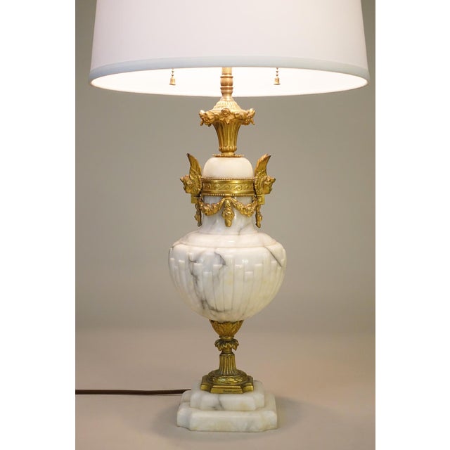 Metal 1910s Elaborate Victorian Neoclassical Bronze Gilt Urn Marble Table Lamp For Sale - Image 7 of 14