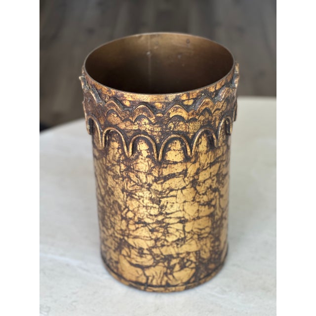 No wastebasket is made like this with such attention to finish, detail and composition these days. This heavy metal basket...