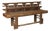 Antique Chinese Rustic Wood Bench with Carved Openwork Back For Sale