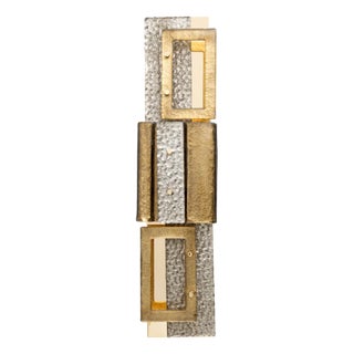 Modern Geometric Murano Glass and Brass Wall Lamp, 1990 For Sale
