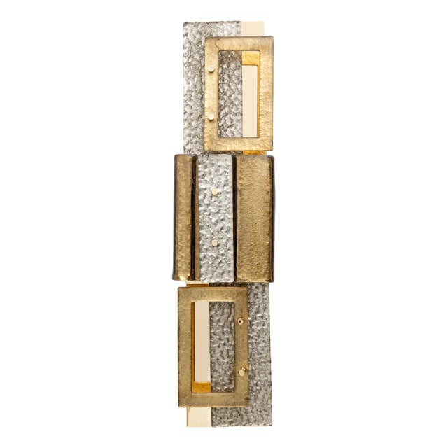 Modern Geometric Murano Glass and Brass Wall Lamp, 1990 For Sale