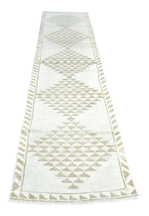 Vintage Turkish Herki Handmade Geometric Design Runner