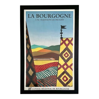 Vintage 1984 Original Poster for Bourgogne Regional Council Designed by the Iconic Bernard Villemot, Framed For Sale