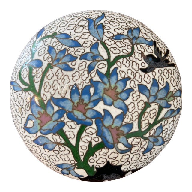 Vintage Chinese Cloisinne Round Bird Box For Sale